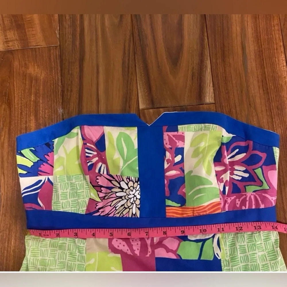 Lilly Pulitzer Strapless Dress in Pink, Green, and Blue 4 - Picture 8 of 9